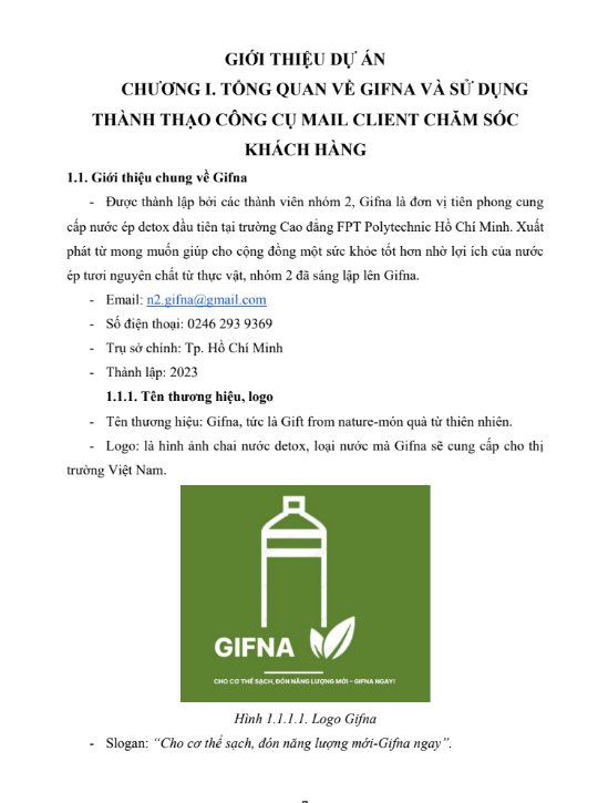 Nội dung Assignment Digital Marketing - Xây dựng chiến lược Email Marketing cho thương hiệu GIFNA - Cao đẳng FPT