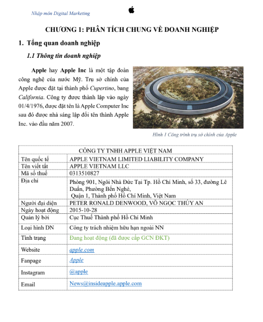 Nội dung Assignment Nhập môn Digital Marketing - Thương hiệu Apple - CD FPT