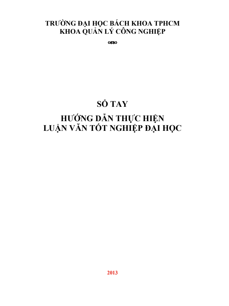 Sổ tay hướng dẫn thực hiện luận văn tốt nghiệp – Đại học Bách Khoa TP.HCM 5 Sổ tay hướng dẫn thực hiện luận văn tốt nghiệp – Đại học Bách Khoa TP.HCM trang 1