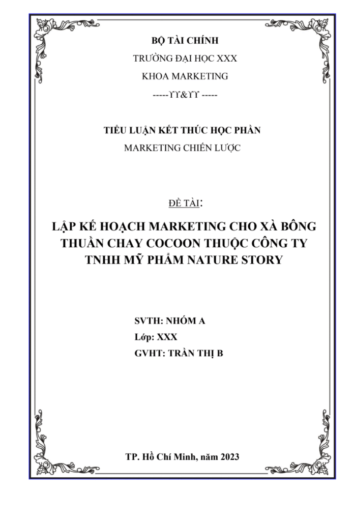 TIỂU LUẬN LẬP CHIẾN LƯỢC MARKETING KẾ HOẠCH - TRƯỜNG ĐẠI HỌC TÀI CHÍNH Trang 1