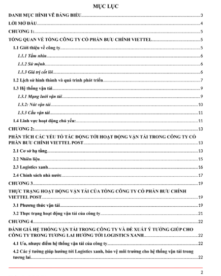 ASSIGNMENT Địa lý Vận tải LOG102 Viettel Post - Cao đẳng FPT 8 mục lục ASSIGNMENT ĐỊA LÝ VẬN TẢI_LOG102 - Cao đẳng FPT