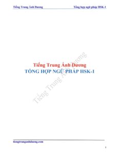 TÀI LIỆU TỔNG HỢP NGỮ PHÁP HSK1 TIẾNG TRUNG ÁNH DƯƠNG PDF trang 1