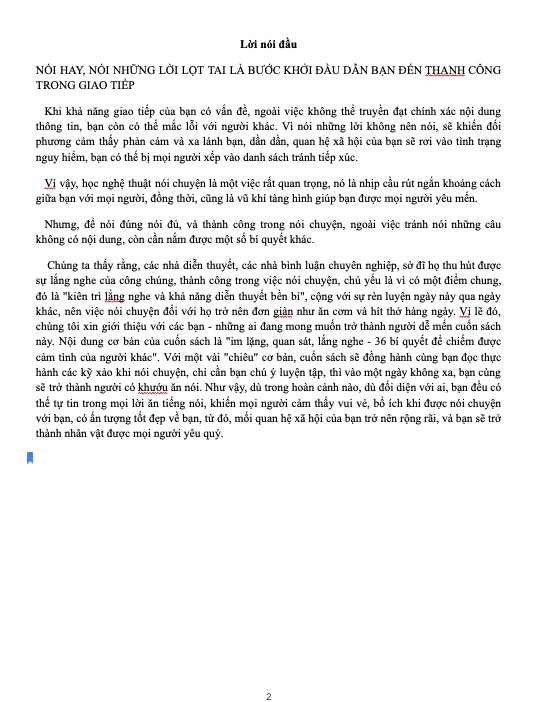 TÀI LIỆU: NÓI NHIỀU KHÔNG BẰNG NÓI ĐÚNG – 36 BÍ QUYẾT GIAO TIẾP THÀNH CÔNG PDF trang 2