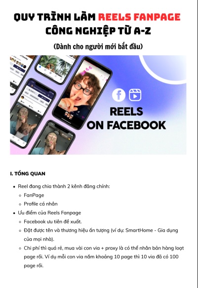 QUY TRÌNH LÀM REELS FANPAGE CÔNG NGHIỆP TỪ A-Z PDF