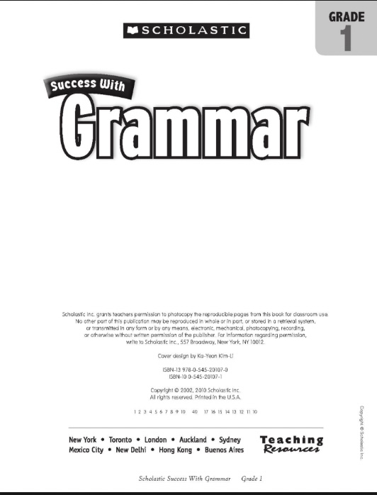 Sách Scholastic Success With Grammar Grade 1 PDF Miễn Phí – Ngữ pháp cơ bản cho học sinh tiểu học 6 Grammar Minutes Grade 3 PDF – 100 phút rèn luyện ngữ pháp cơ bản