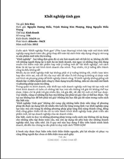 Sách Khởi nghiệp tinh gọn PDF Tải Miễn Phí: Bí quyết xây dựng doanh nghiệp thành công của Eric Ries 6
Dựa trên các hình ảnh bạn cung cấp, đây là bài viết bạn có thể sử dụng cho website của mình:
Tiêu đề
Khởi nghiệp tinh gọn: Bí quyết xây dựng doanh nghiệp thành công của Eric Ries