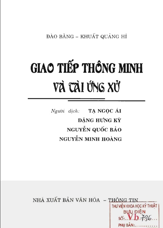 Giao Tiếp Thông Minh Và Tài Ứng Xử – Nghệ Thuật Thành Công