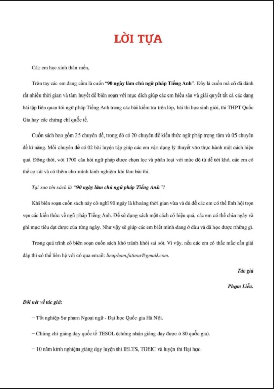 Sách 90 Ngày Làm Chủ Ngữ Pháp Tiếng Anh PDF Miễn Phí – Sách Luyện Thi THPT, TOEIC, IELTS 6 90 Ngày Làm Chủ Ngữ Pháp Tiếng Anh – Sách Luyện Thi THPT, TOEIC, IELTS