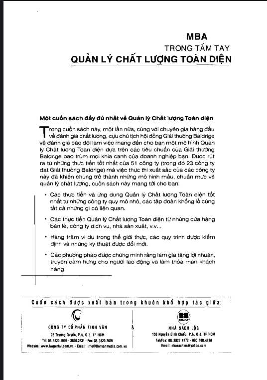 MBA Trong Tầm Tay – Quản Lý Chất Lượng Toàn Diện (TQM)