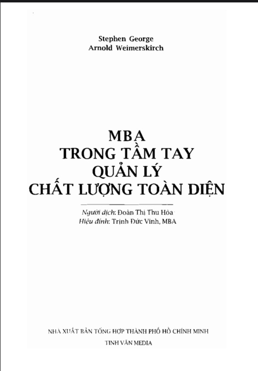 MBA Trong Tầm Tay – Quản Lý Chất Lượng Toàn Diện (TQM)