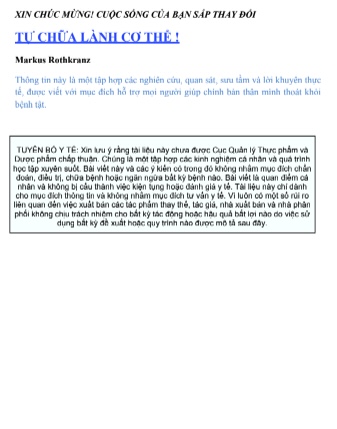 Tự Chữa Lành Cơ Thể 101 – Bí Quyết Sống Khỏe Mạnh Và Trẻ Trung