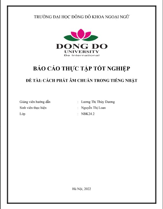 Báo cáo TTTN Đại học Đông Đô Cách phát âm tiếng Nhật PDF tải FREE