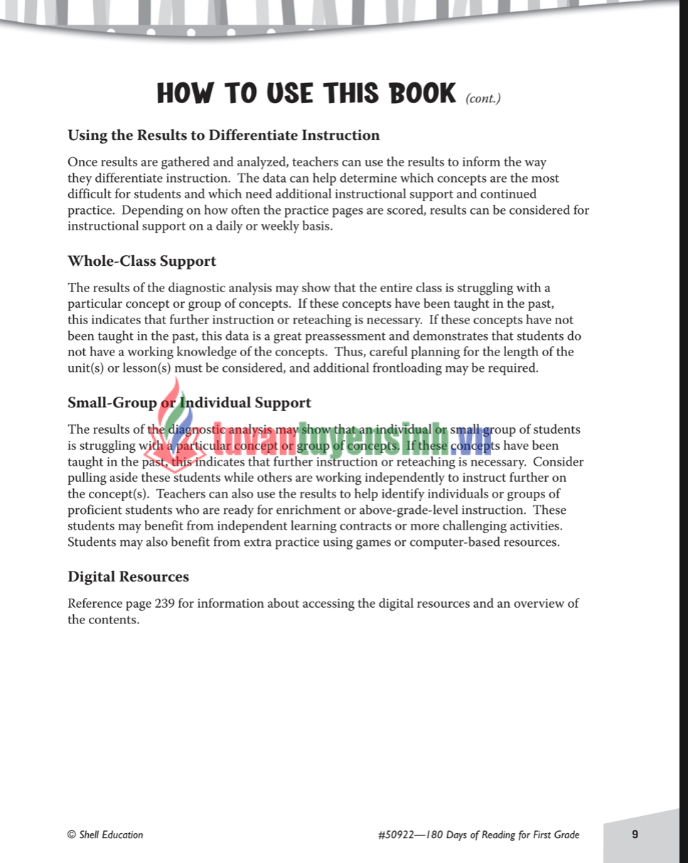 Sách 180 days of reading for first grade PDF Miễn Phí – tài liệu luyện đọc tiếng anh lớp 1 1