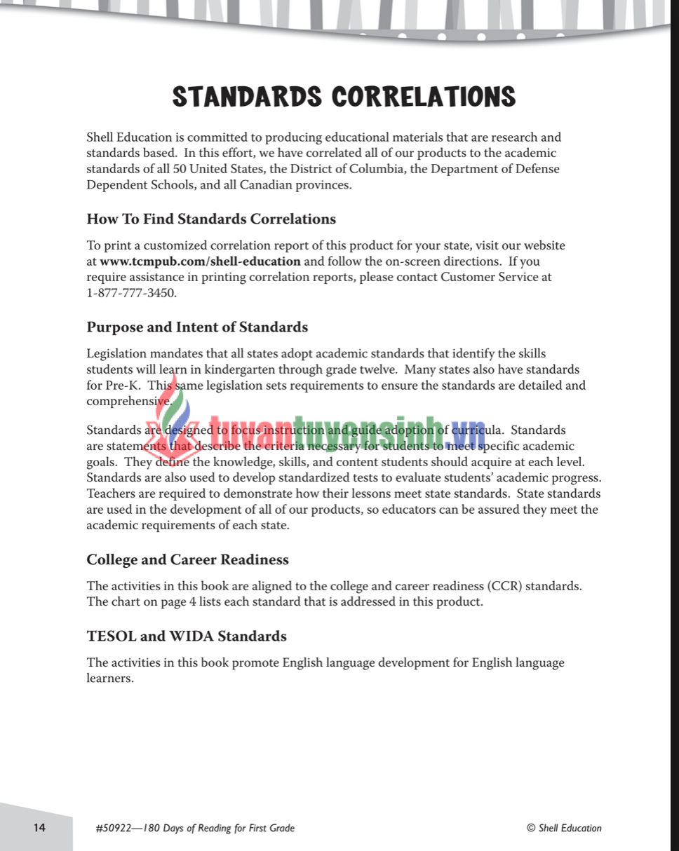 Sách 180 days of reading for first grade PDF Miễn Phí – tài liệu luyện đọc tiếng anh lớp 1 2