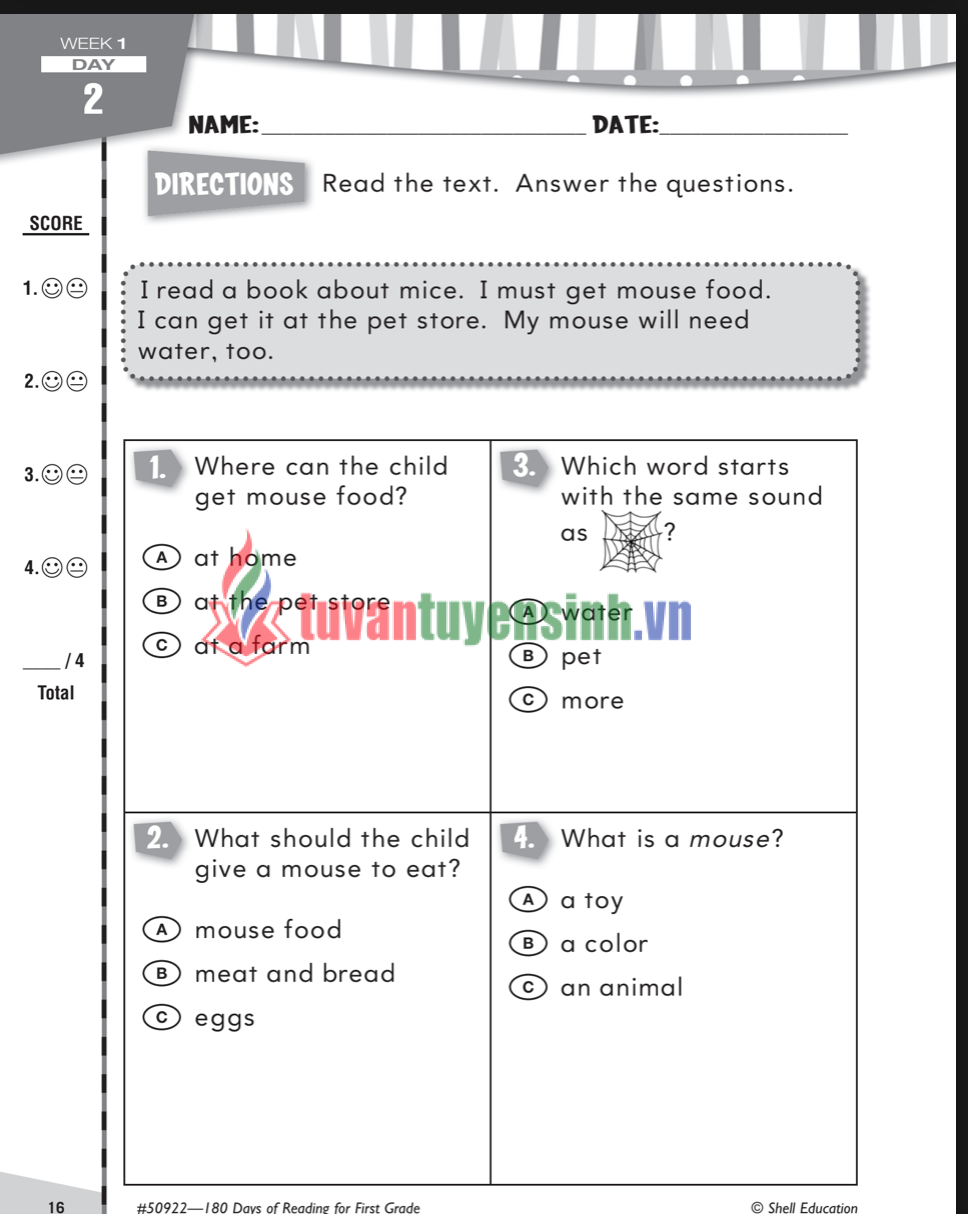 Sách 180 days of reading for first grade PDF Miễn Phí – tài liệu luyện đọc tiếng anh lớp 1 4