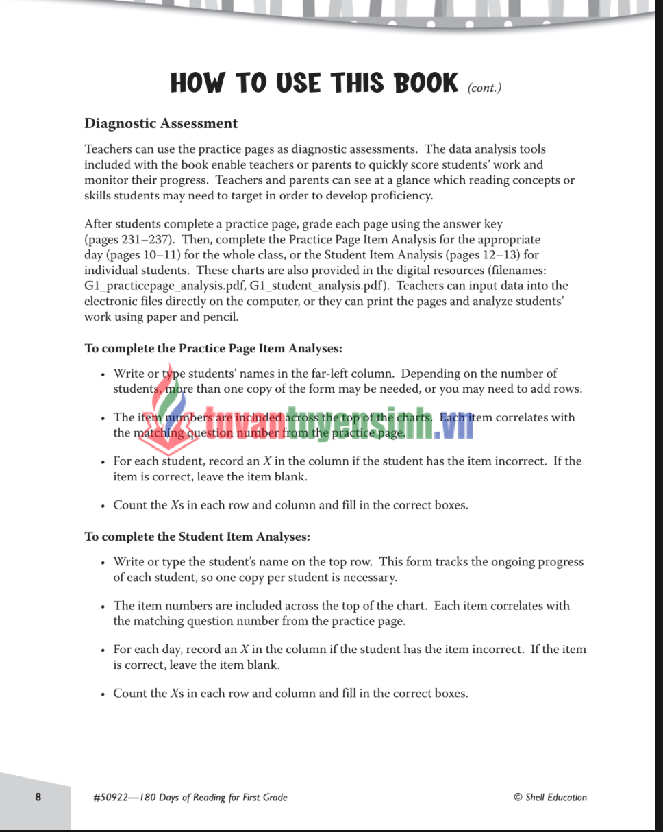 Sách 180 days of reading for first grade PDF Miễn Phí – tài liệu luyện đọc tiếng anh lớp 1