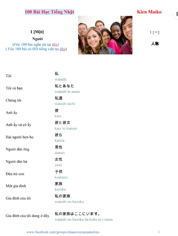 Tải 100 Bài Học Tiếng Nhật cho người Việt PDF FREE