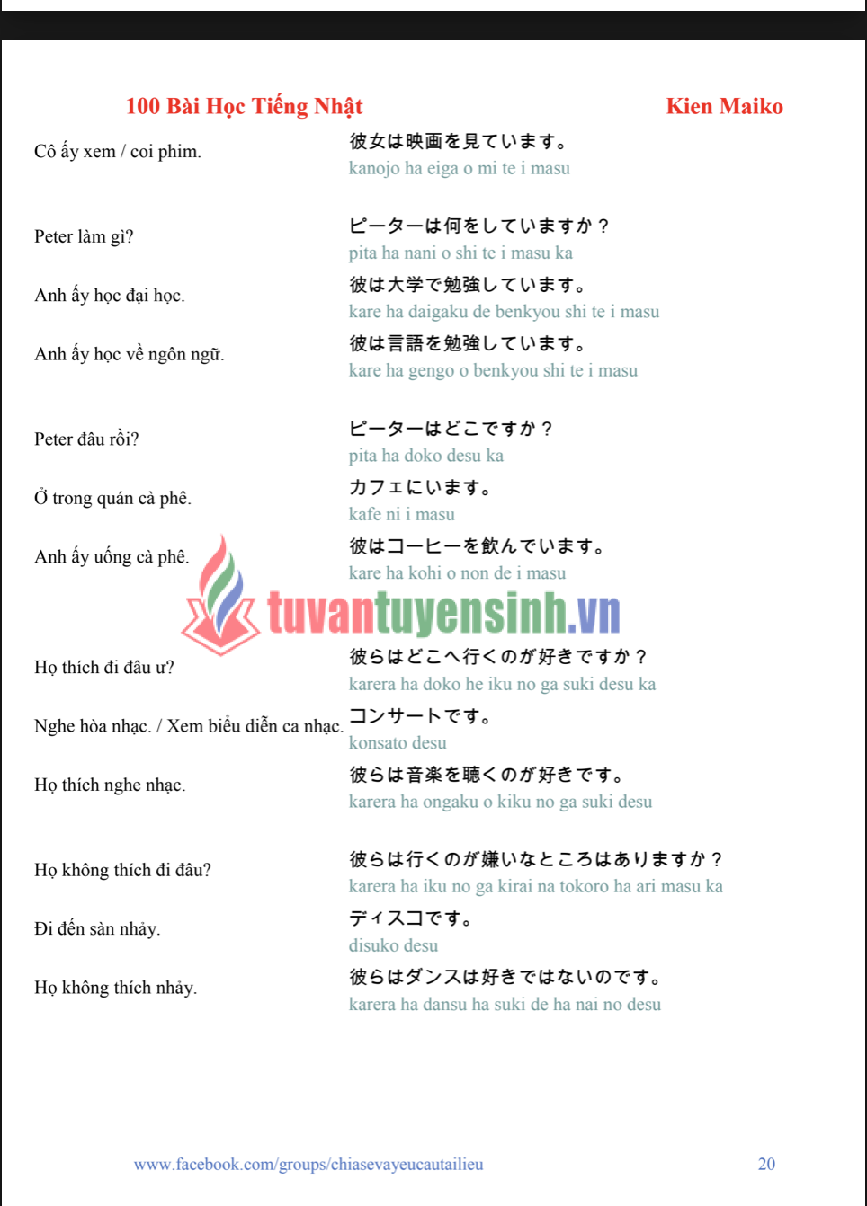 Tải 100 Bài Học Tiếng Nhật cho người Việt PDF FREE