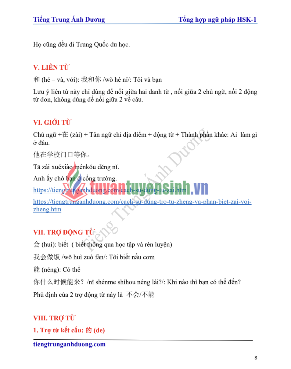 Tải FREE Tổng hợp ngữ pháp HSK 1 PDF - Tiếng Trung Ánh Dương 19 Tải FREE Tổng hợp ngữ pháp HSK 1 PDF - Tiếng Trung Ánh Dương