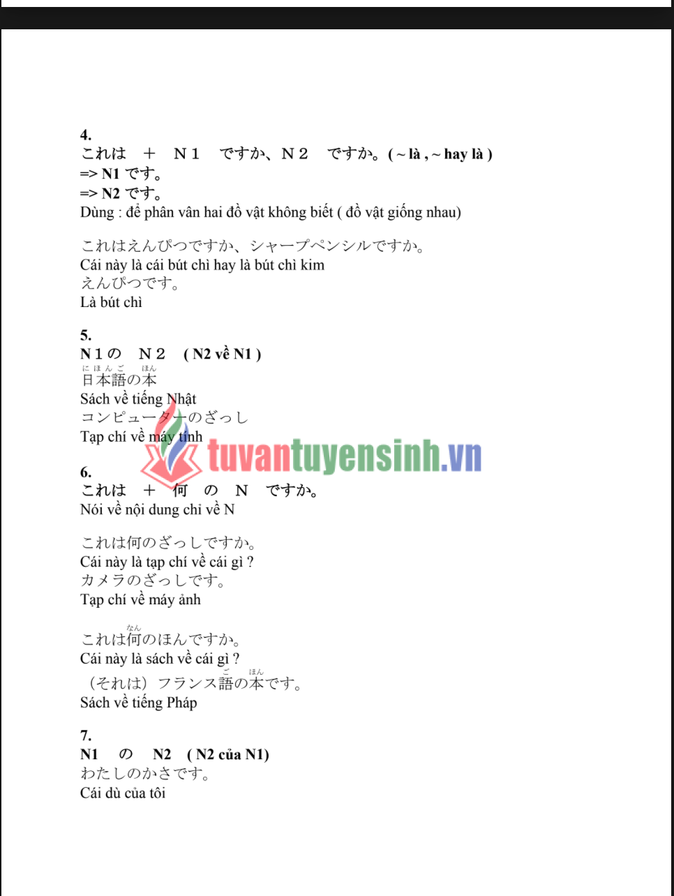 Tải Ngữ pháp tiếng Nhật N5 cho người Việt PDF FREE