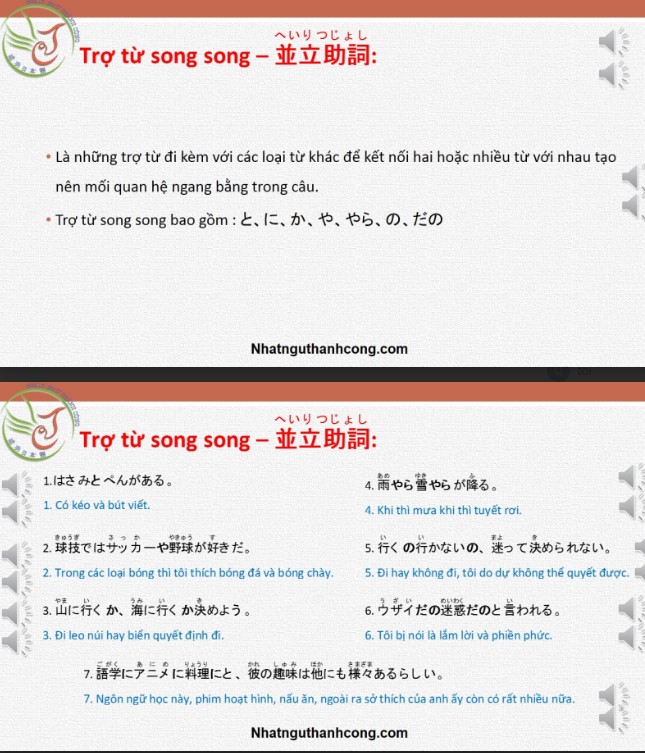 Tài liệu Trợ từ trong tiếng Nhật PDF tải FREE có ví dụ