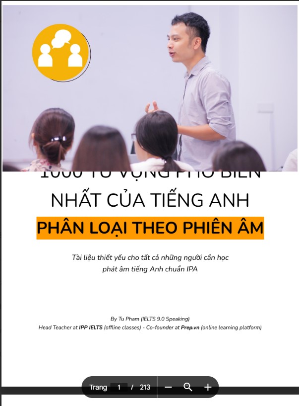 1000+ Từ vựng tiếng Anh phổ biến theo phiên âm PDF tải FREE