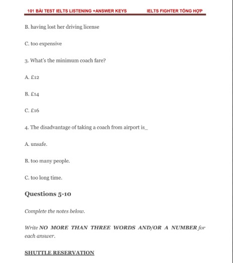 101 bài test IELST listening Có Đáp Án PDF tải FREE của - Tài liệu nội bộ IELTS FIGHTER 5 101 bài test IELST listening Có Đáp Án PDF tải FREE của - Tài liệu nội bộ IELTS FIGHTER