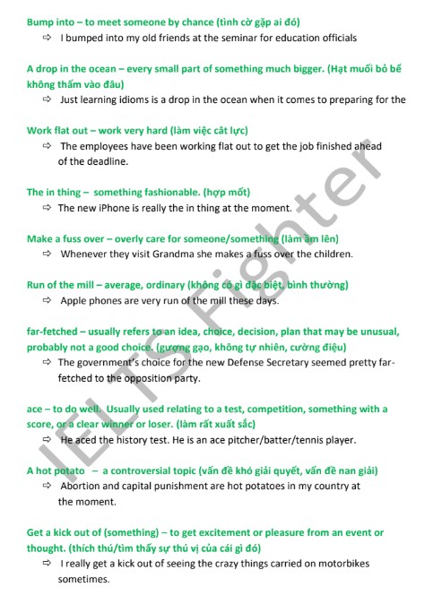 120+ thành ngữ trong IELST speaking, target band 8+ PDF FREE