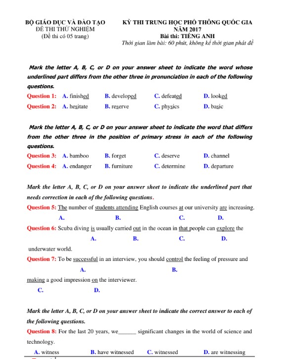 Full 20 đề thi thử môn tiếng Anh TPHPQG có đáp án PDF FREE 5 Full 20 đề thi thử môn tiếng Anh TPHPQG có đáp án PDF FREE