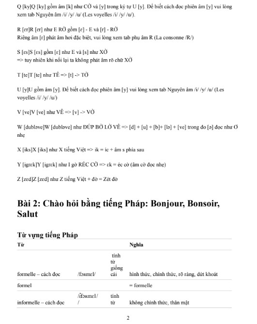 Full 2000+ Từ vựng tiếng Pháp giao tiếp cơ bản PDF tải FREE