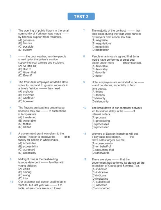 Full 500 câu Part 5 TOEIC hay PDF tải FREE cho người mới 6 Full 500 câu Part 5 TOEIC hay PDF tải FREE cho người mới