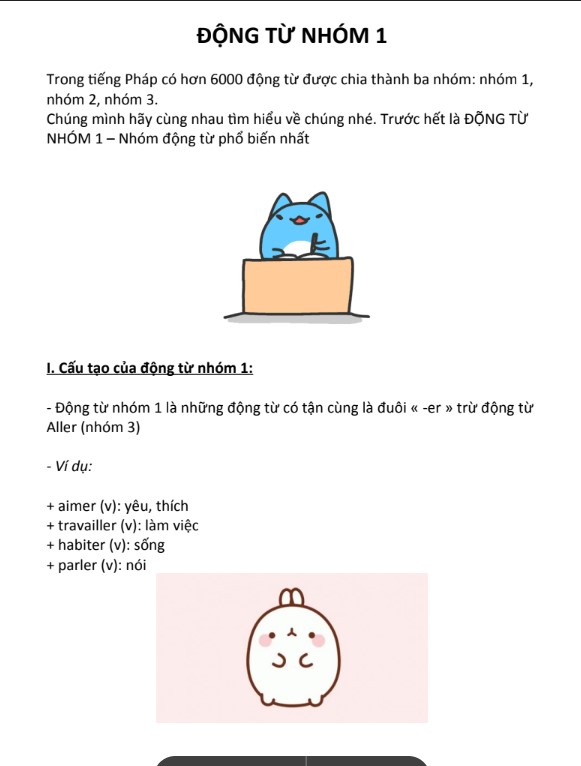 Full Động từ nhóm 1 trong tiếng Pháp cơ bản PDF tải FREE