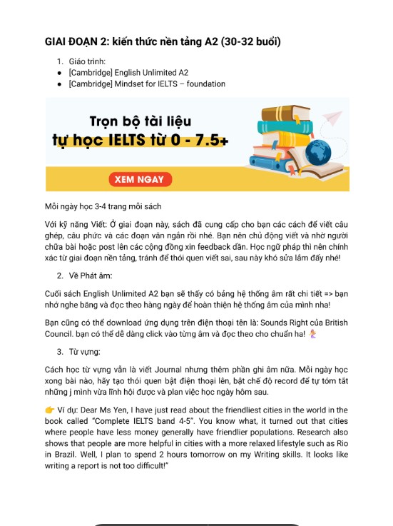 Full Lộ trình học IELTS từ 4.0 Lên 7.0+ cho người mới PDF FREE 6 Full Lộ trình học IELTS từ 4.0 Lên 7.0+ cho người mới PDF FREE
