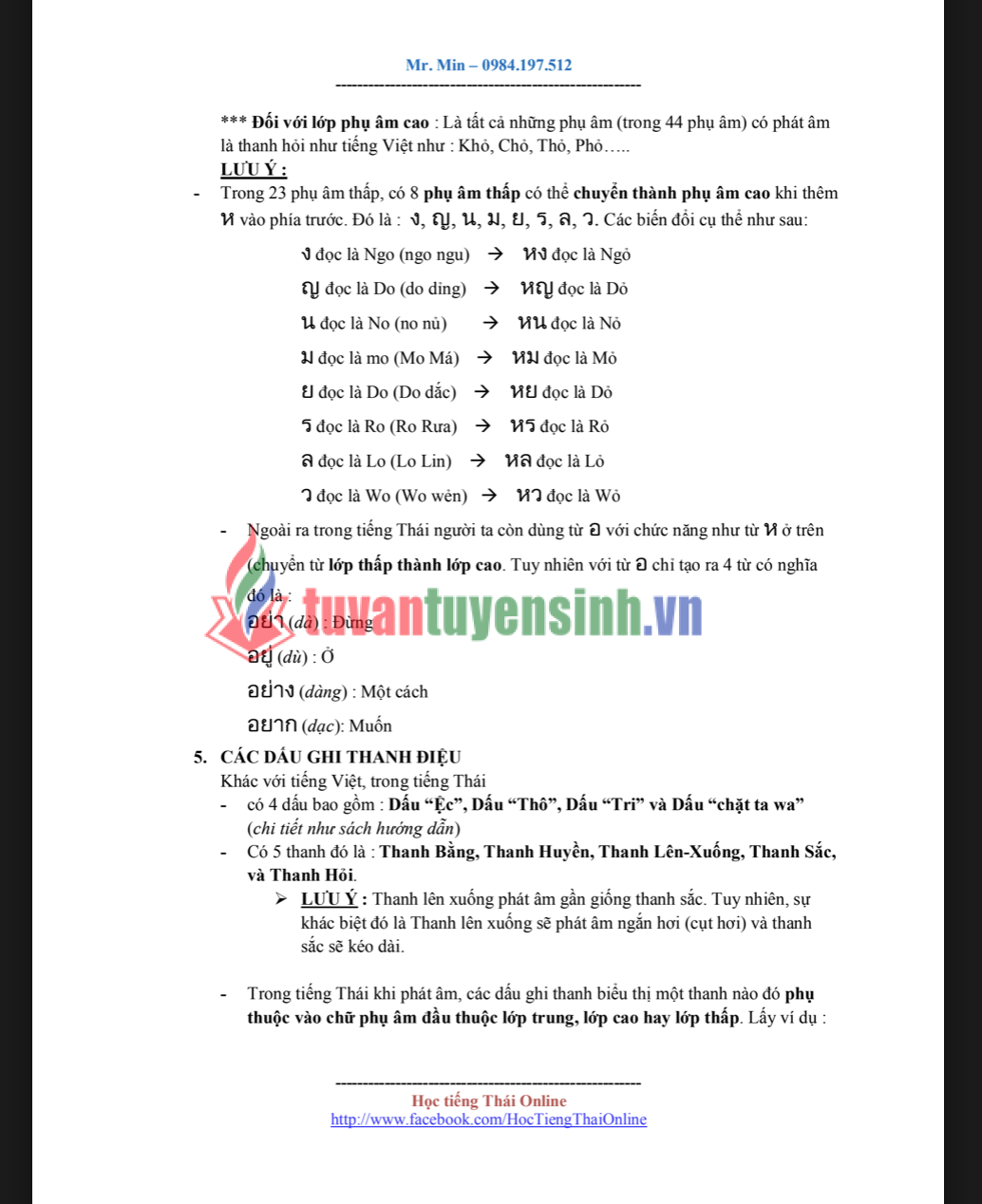 Full Ngữ pháp tiếng Thái Lan cho người Việt PDF tải FREE - Tài liệu nội bộ