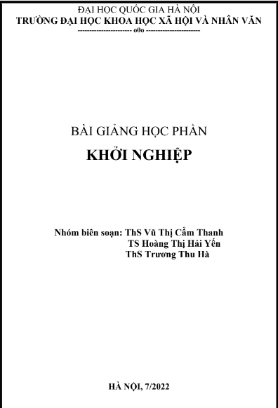 Giáo Trình Bài Giảng Khởi Nghiệp PDF