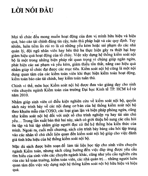 Giáo Trình Kiểm Soát Nội Bộ FULL PDF