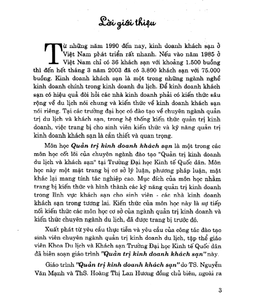 Giáo Trình Quản Trị Kinh Doanh Khách Sạn PDF