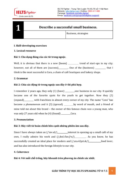 Giáo trình tự học IELTS Speaking PDF tải FREE - Nội bộ IELTS-Fighter