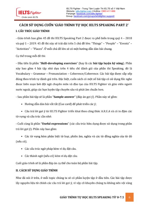 Giáo trình tự học IELTS Speaking PDF tải FREE - Nội bộ IELTS-Fighter