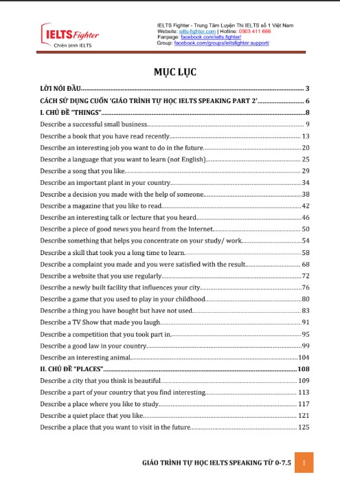 Giáo trình tự học IELTS Speaking PDF tải FREE - Nội bộ IELTS-Fighter