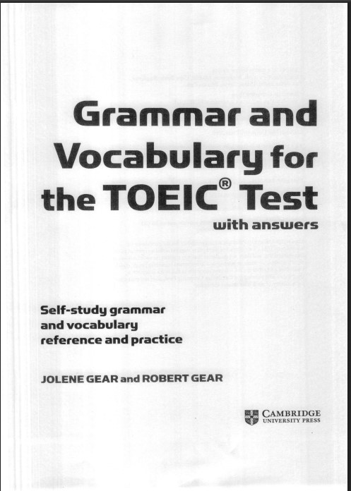 Grammar and Vocabulary for the TOEIC Test có đáp án PDF FREE