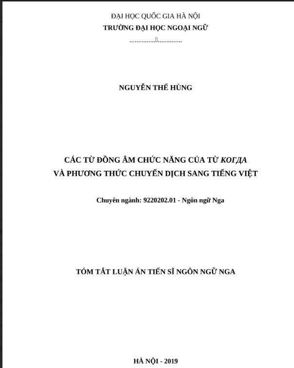 Luận án tiến sĩ ngôn ngữ Nga PDF tải FREE - Chuyên đề Các từ đồng âm chức năng của từ КОГДА và phương thức chuyển dịch sang tiếng Việt 4 Luận án tiến sĩ ngôn ngữ Nga PDF tải FREE - Chuyên đề Các từ đồng âm chức năng của từ КОГДА và phương thức chuyển dịch sang tiếng Việt