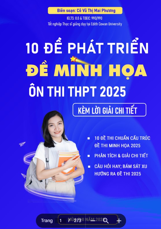 Sách 10 đề tiếng Anh minh họa ôn thi THPTQG 2025 PDF FREE