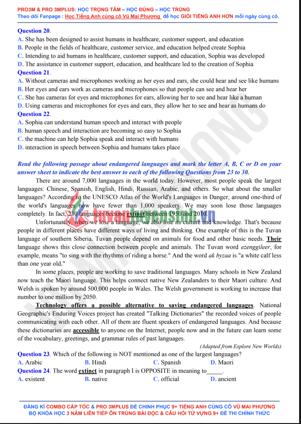 Sách 10 đề tiếng Anh minh họa ôn thi THPTQG 2025 PDF FREE