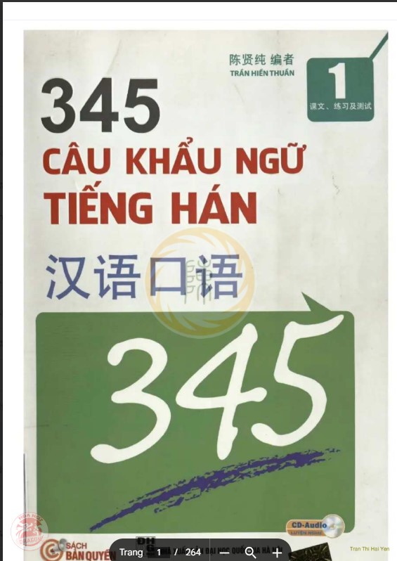 Sách 345 câu khẩu ngữ tiếng Hán PDF tải MIỄN PHÍ