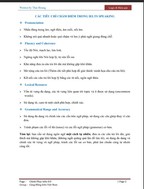 Sách Đáp án IELTS Speaking by Thái Hoàng PDF tải FREE