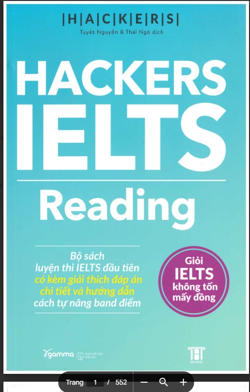 Sách Hackers IELTS Reading bản Full PDF tải FREE