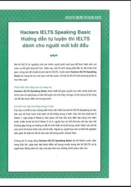 Sách Hackers IELTS Speaking Basic cho người mới PDF tải FREE 5 Sách Hackers IELTS Speaking Basic cho người mới PDF tải FREE