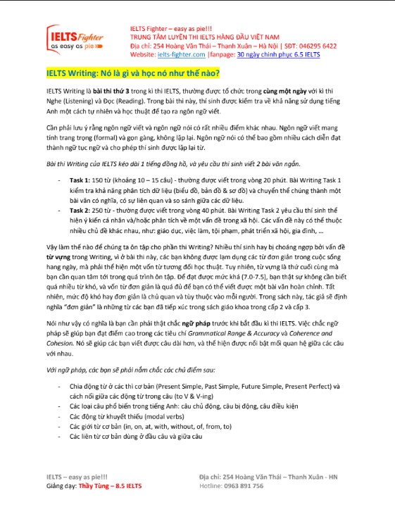 Sách IELTS Writing 6.5 của IELTS Fighter PDF tải MIỄN PHÍ