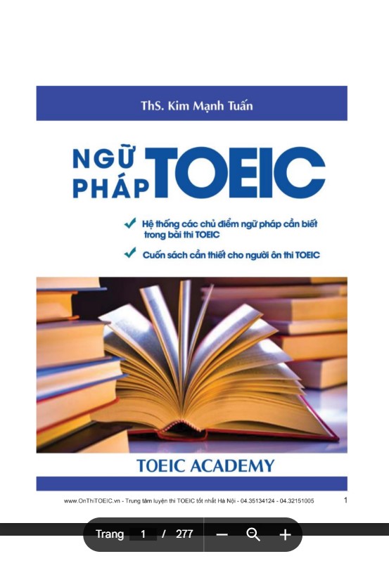Sách Ngữ pháp TOEIC của Th.s Kim Mạnh Tuấn PDF tải FREE